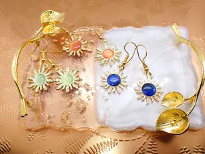 Opal Sun Costume Earrings, Fashion Accessory for Women