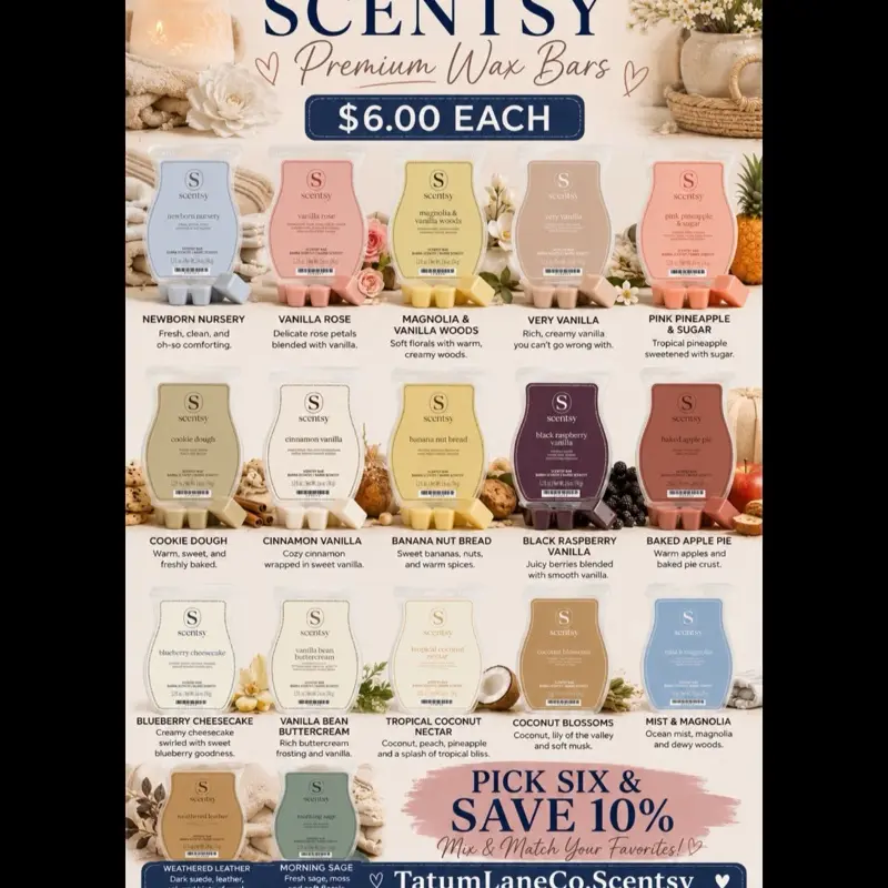 Scentsy Wax Melts, Long-Lasting Fragrance Wax Cubes for Home Scenting
