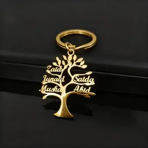 Custom Men'S Keychain in The Shape of a Tree of Life Featuring The Names of Family Members, a Unique Gift for Holidays, And a Romantic Keychain for Men