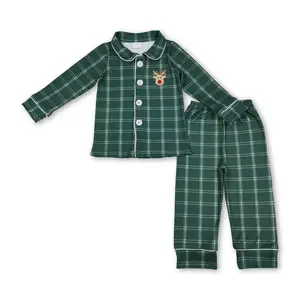 Boy Christmas Pajamas Set Deer Embroideried Christmas Sleep Wear