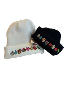 PK Master Beanies with Gym Badges White & Black Caps Featuring Colorful Embroidery for Stylish Gym Wear
