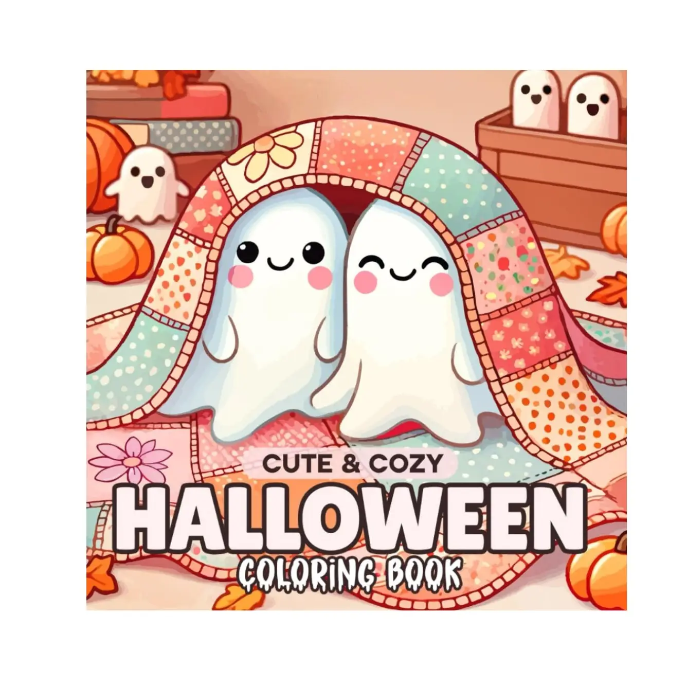 Enjoy a cute and cozy Halloween coloring book with 50 adorable designs in hygge style, perfect for kids, teens, and adults! stress-free coloring easy