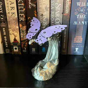 Butterfly in Quicksilver Bookshelf Decor - Alchemy and Fae Magic Figure - 3D Printed Bookish Decor