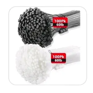 12 Inch Black and White Zip Ties 200 Pack - Heavy Duty Outdoor Cable Ties