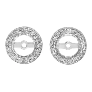Dazzlingrock Collection 0.20 Cttw 10K Round White Diamond Removable Jackets For Stud Earrings 1/5 CT, Solid White Gold