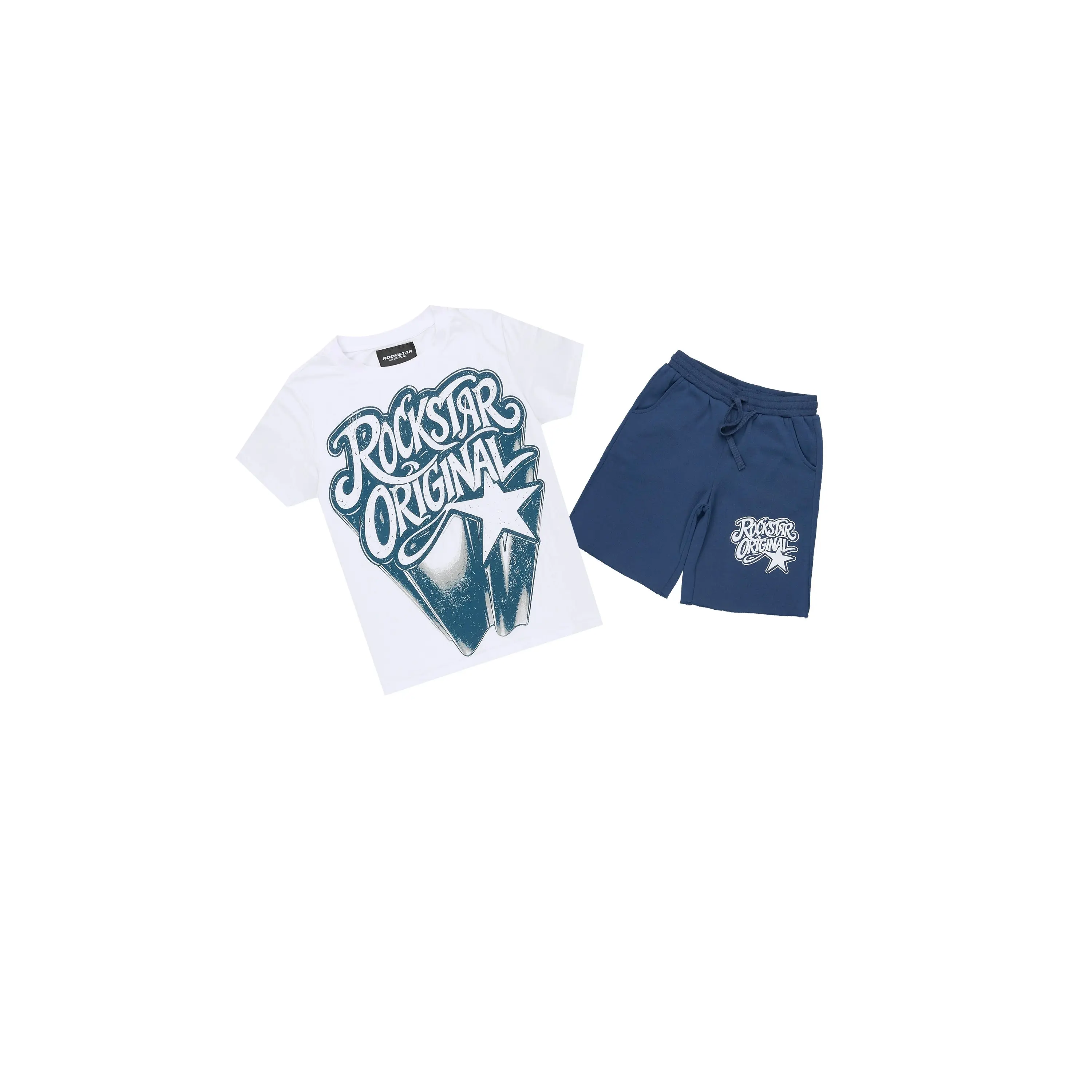 Boys Zayden White/Navy T-Shirt Short Set