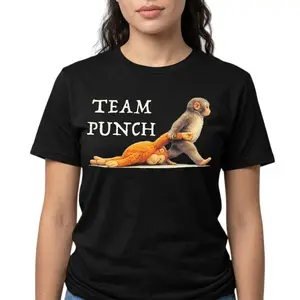 Funny Team Punch Monkey Graphic T-Shirt - Retro Vintage Animal Meme Tee, Cute Ape Dragging Monkey Illustration Print for Men & Women
