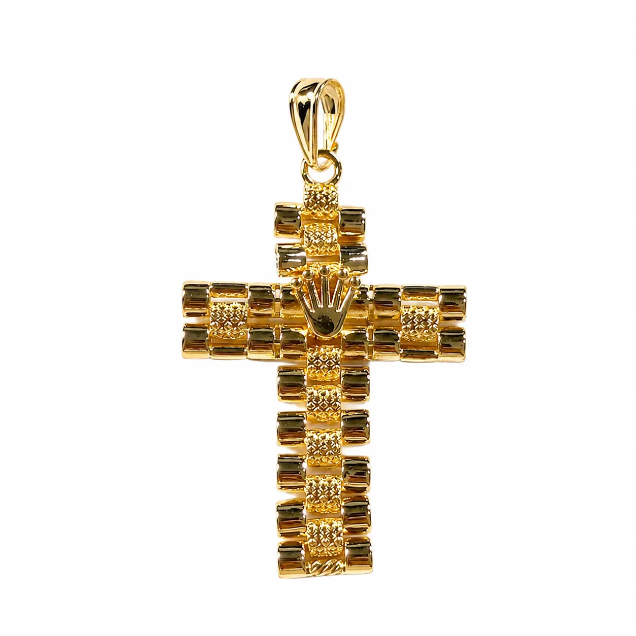 Imperial Cross Pendant – 14K Oro Laminado | Bold Textured Gold Cross