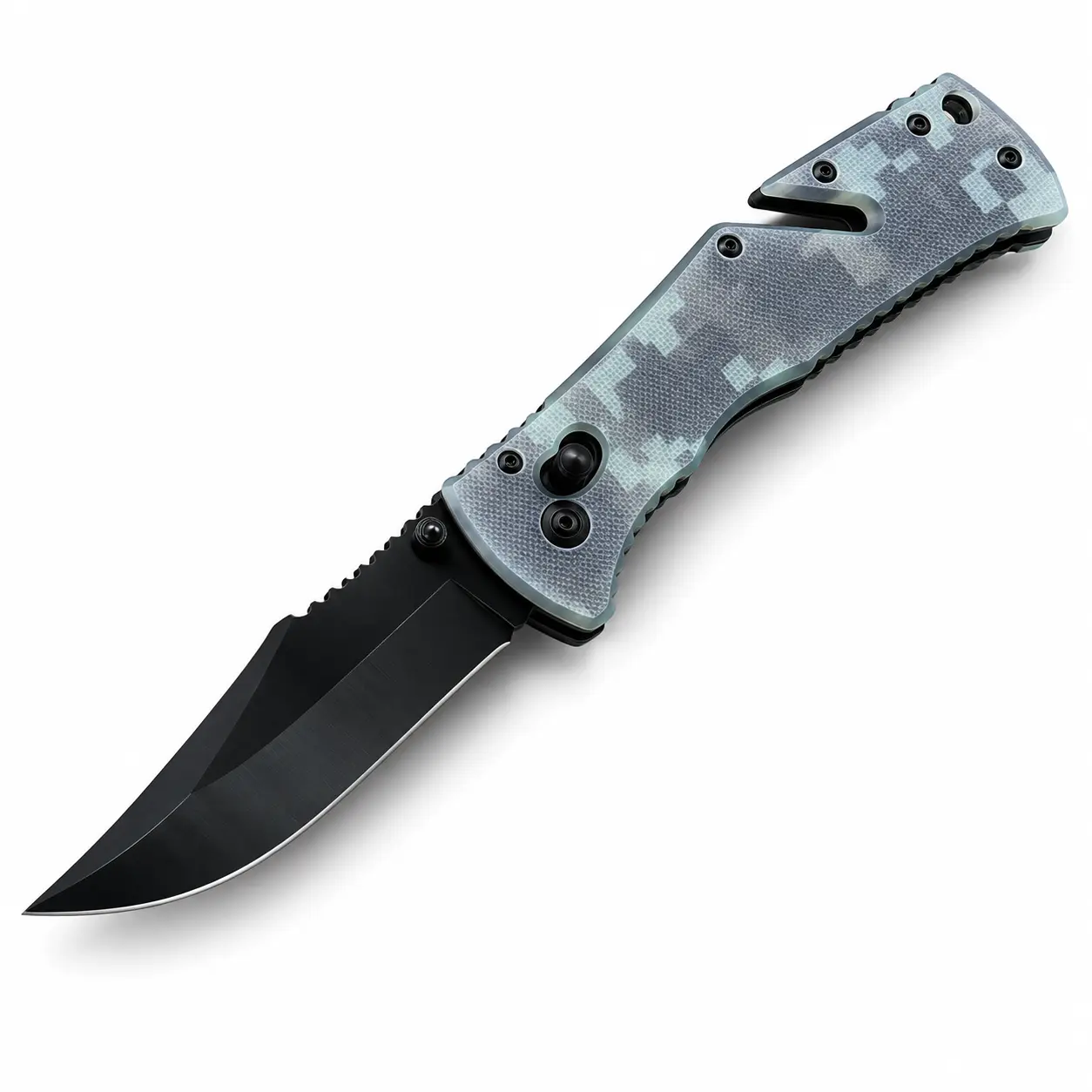 P221 Gray Camo Black Blade Folding Knife