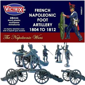 Victrix French Napoleonic Artillery 1804-1812 + STL Bonus: 15 Detailed 28mm Miniatures for Wargaming