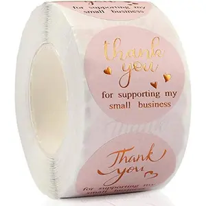 500 count Thank You Stickers, 1.5 Inch Thank You for Supporting My Small Business Stickers for Greeting Cards Flower Bouquets Self-Adhesive Labels Small Business Packaging Supplies Wraps (Pink)