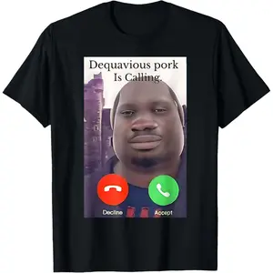 Cotton Graphic Tees Streetwear Gifts Daquavious Pork is Calling John Pork Meme Joke Oddly T-Shirt