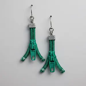 Zipper Earrings | Split Decision No. 3 - Green