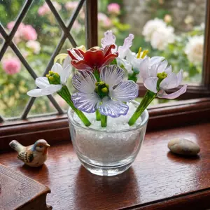 Handmade glass single flower stem | Craftsmanship: Lily/Rose/Peony/Sunflower/Poppy | Elegant home decor plant art | A timeless birthday gift for Mom | Unique DIY floral ornament | Custom spring bouquet available | Buy 5 stems or more, free vase included!