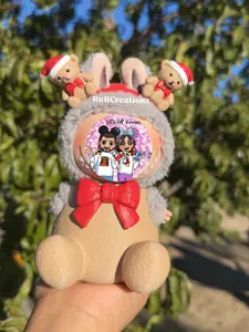 Christmas Teddy Bear Figurine Keychain Doll Handmade set