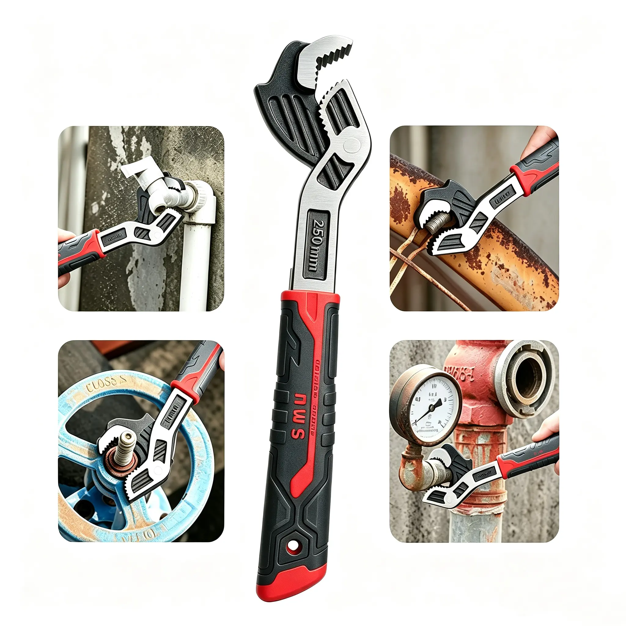 Multifunctional Self-locking Wrench，1-piece universal  tool, 10-inch, suitable for automotive  bicycle pipe repair, valve  pipe installation  maintenance tools, self-adjusting water pipe .