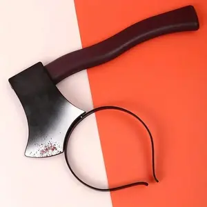 Halloween Party Axe Hair Tie, Plastic Ghost Theme Headband, Costume Accessory, Prank, Holiday Celebration, No Feather Party Style