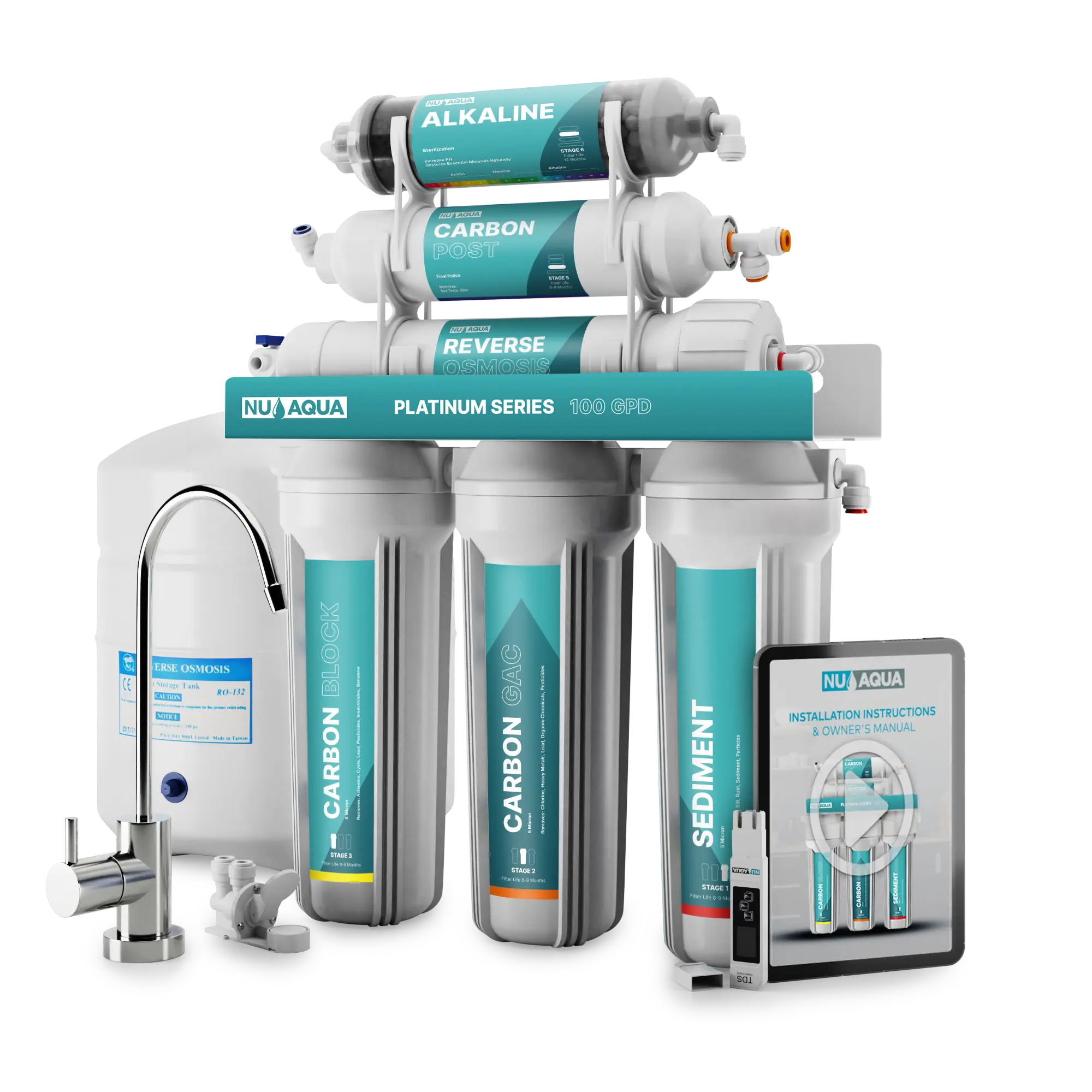 NU Aqua Platinum Series 6 Stage Alkaline 100GPD RO System