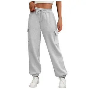 Ladies Sweatpants Fleece Lined Baggy Athletic Jogger Trousers With Pockets  Casual Trendy Cargo Pants Outfits Y2K Sweats Daily Use Loungewear