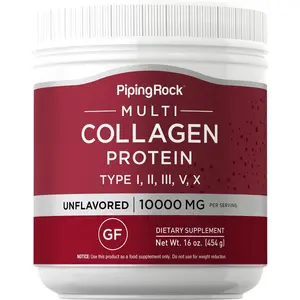 Piping Rock Multi Collagen Protein Powder | 16 oz Unflavored | 10,000mg Peptides Complex | Type i, ii, iii, v, x | Gluten Free, Non-GMO Supplement