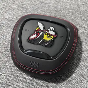 SRT Steering Wheel Cover - Black, Designed for Enhanced Visibility, Durable Material, Compatible with SRT Vehicles Dodge Steering Wheel Horn Cover Upgrade - Custom Napa Leather Colors & Designs srt vehicle Interior Customization