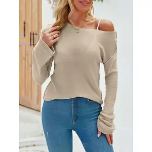 Lannew Womens Spring Summer Trendy Boat Neck See Through Shirts Long Sleeve Lightweight Knit Pullover Sweaters Casual Sheer Tops