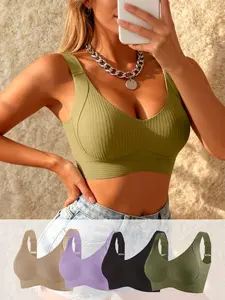 4-Pack Comfortable Seamless Bras for Women, Non-Wire Push-Up Bras, Adjustable Sizes, Ideal for Daily Wear, Maximum Comfort