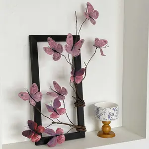 Butterfly artificial flower photo frame ornament, living room tabletop floral decoration, popular flower arrangement for homestays and cafes