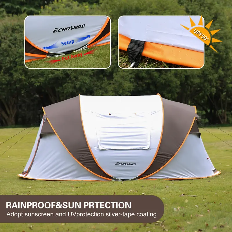 Instant Tent for Camping, 2/4/6/8/10 Person Pop up Tent, Waterproof Dome Tent, Easy to Set Up, Suitable for Camping Hiking and Outdoor, Portable Tent with Carry Bag