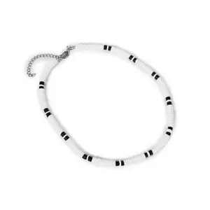 Casa/Legno Puka Shell Necklace Shell Necklace for Women Seashell Necklace Puka Shell Heishi Necklace Summer Shell Surfer Necklace Choker for Young Women (Black)