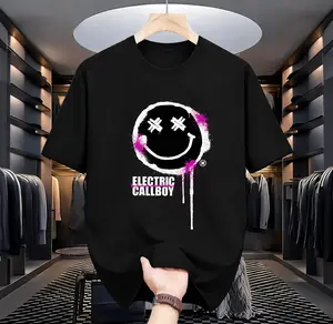 Electric Callboy Smiley Graffiti Graphic T-Shirt, Oversized Cotton Tee, Punk Rock Spray Paint Design Shirt, Streetwear Unisex