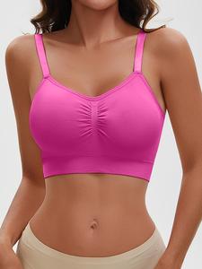 Esselegance FZ 2/4PCS  Women's Wireless Sculpt Bra Comfort Bralettes No Underwire Unlined Cami Bra Seamless Tshirt Bras Sports Bra Bralette Basic Comfortable Fit Full Coverage No Underwire Everyday Bras Comfortable
