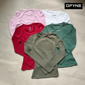 DFYNE New Long Sleeve Yoga Top Women - Multi Color Soft Comfortable Stretch Workout Gym Fitness Shirt