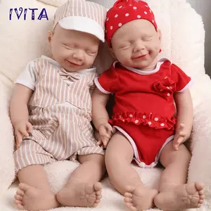 IVITA 20" Sleeping Silicone Reborn Baby Floppy Silicone Newborn Doll Lifelike Eyes Closed Silicone Newborn Baby Collection Gift Handmade Smile Silicone Infant Doll