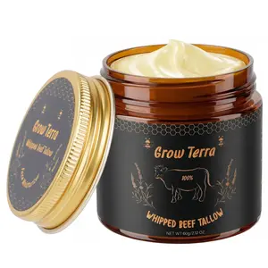 Grow Terra Whipped Grass-Fed Beef Tallow Raw Honey Balm - 2.12 Oz,  Moisturizing Cream for Soft, Smooth Skin - Handmade All-Natural Moisturizer - Lavender, comfort, moisture boost cream  [Summervibes]