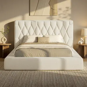 ADORNEVE Upholstered Cloud Queen Bed Frame - 5.9" Fully Cushioned Headboard, Soft Rounded Corners, Noise-Free Indoor Furniture for Bedroom