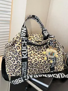 Leopard print large capacity tote bag, letter webbing three-dimensional pendant, exquisite shoulder strap details, fashionable and practical, suitable for a variety of outfits, Fashionable Patterned Bag
