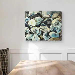 Begin Home Decor C1MP1620MMMORK 16 x 20 in. Oyster Shells Metal Print Wall Art - Blue Aquatic Decor for Home