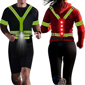 Lighting LED Reflective Vest Running Light Set, Adjustable Safety Vest, Gear Armbands, Belt Bag with Earphone Hole for Night Running, , Walking, Cycling and  Walking