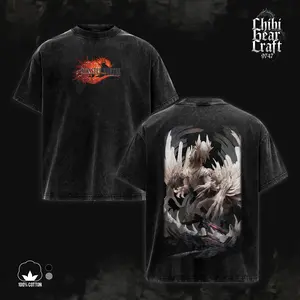 Monster Hunter Wilds Zoh Shia Vintage Washed Oversized T-Shirt & Hoodie | Epic Boss Fight Graphic Tee | Faded Retro Gaming Apparel