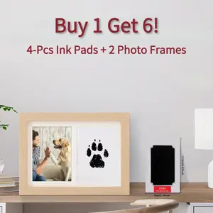 4-Pcs Paw Print Kit + 2 Photo Frame  Inkless Hand and Footprint Kit Mess-Free Paw Print Stamp Pad for Dogs & Cats Clean Touch Ink Pad Dog Paw Print Kit,Dog Nose Print Kit, Ink Pad for Hand and Footprints, Print Photo Frame Kit Paw imprint card,
