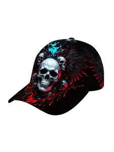 Skull Pattern Hip-Hop Baseball Cap, Adjustable Size, Cool Graphic Print, Sport Headwear, Fashion Accessory, Christmas Gift
