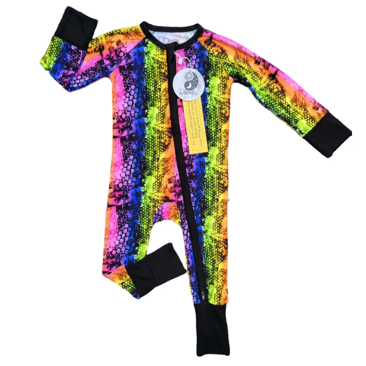 Bamboo Zip Romper - Neon Nights