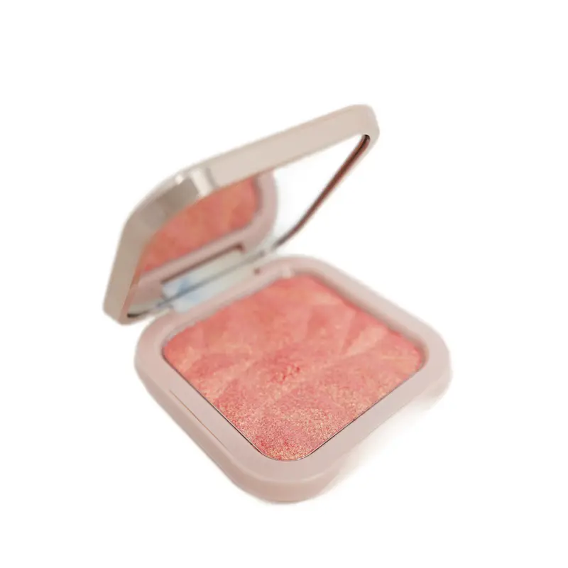 Sunshine & Glitter Highlighter Shimmer Compact in Coral Gold Bronzer Makeup with Pinkish/Golden Glitter for Radiant Finish Cosmetic