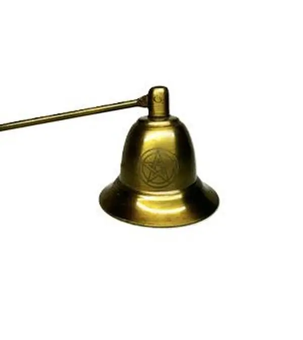 Antique Gold Brass Pentagram Candle Snuffer - Witchy Home Decor Accessory with Magical Symbolism, 5 Elements for Spiritual Rituals, Room Accent to Extinguish Candles, Five Elements, Pentagram Engraved