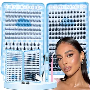 4 Styles DIY Manga Lash Clusters Kit, Wispy Anime Lash Clusters Kit, Natural Wet Look Lash, False Eyelash Clusters Kit, Luxurious Volume, Thick Lash Clusters Set, Soft Lightweight Curled Eyelashes, Waterproof Long-Lasting