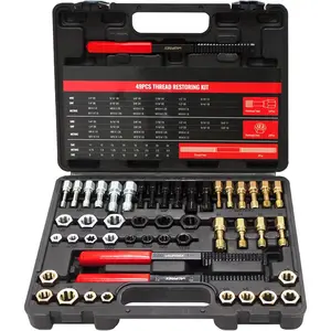 49 count Thread Chaser Set, UNC, UNF & Metric Thread Repair Kit with Taps, Dies and Thread Files for Re-Threading, Universal Metric and SAE Thread Chaser Kit