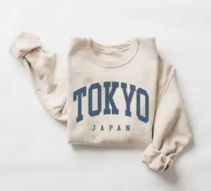 Tokyo Sweatshirt, Japan Pullover, Vintage Varsity Aesthetic, Trendy Travel Destination Gift, Unisex Crewneck Sweatshirt
