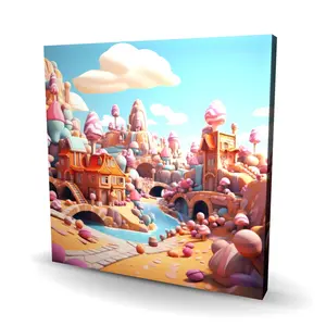 Pictorem C1RC2424H6TC36 24 x 24 in. Sweet Kingdom - Blue Canvas Wall Art for Home Decor - Stylish Art