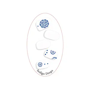 Indigo Drops Semi Cured Gel Nail Strips, Nail Art, UV Gel Nails, Nail Stickers